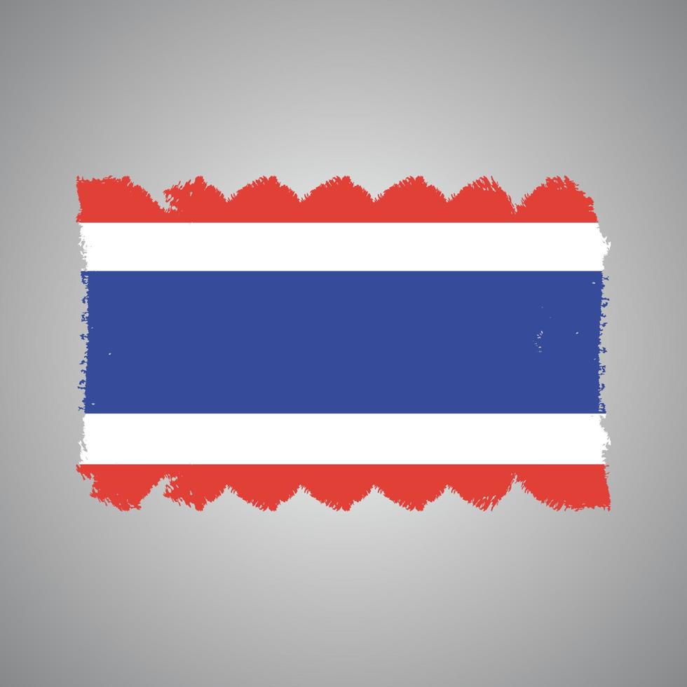 Thailand Flag With Watercolor Painted Brush vector