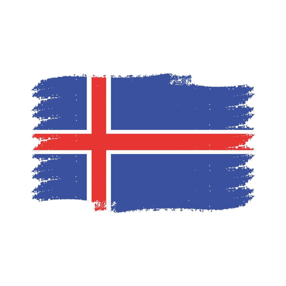 bandera de islandia con pincel pintado de acuarela vector
