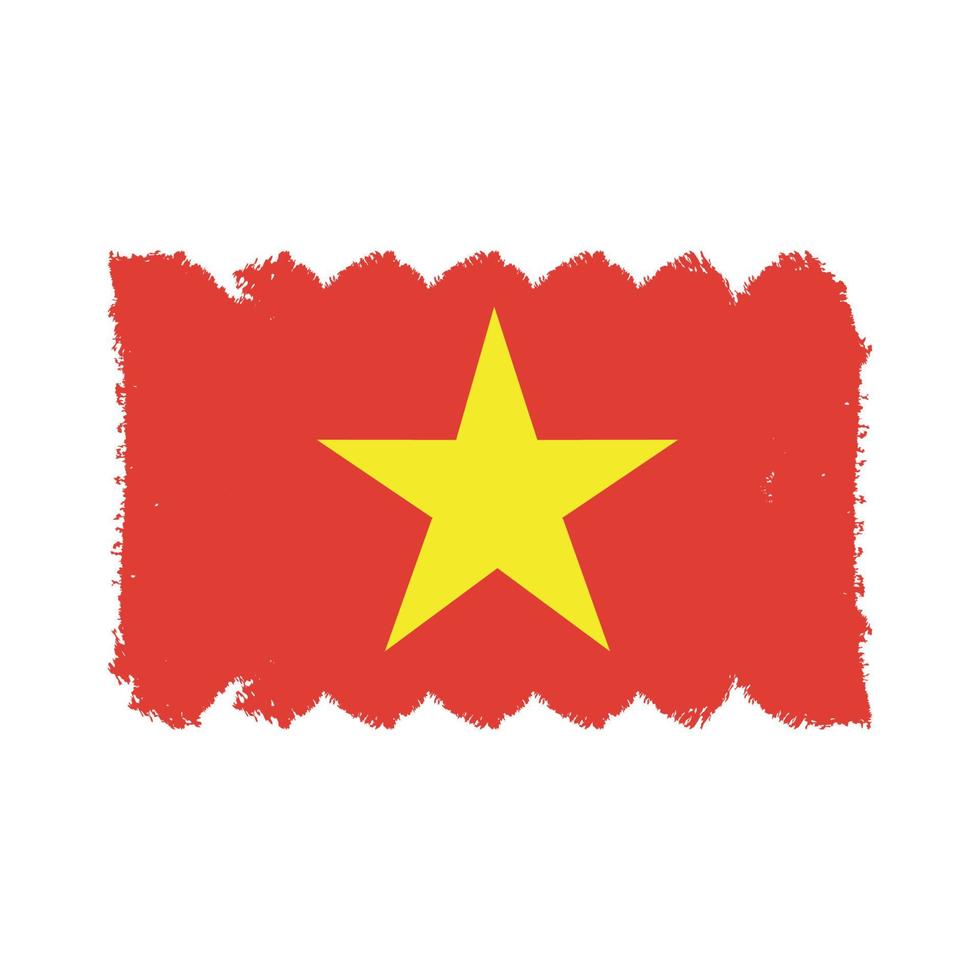 Vietnam Flag With Watercolor Painted Brush vector