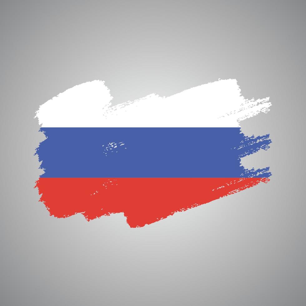 bandera de rusia con pincel pintado de acuarela vector