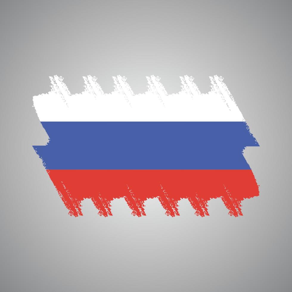 bandera de rusia con pincel pintado de acuarela vector