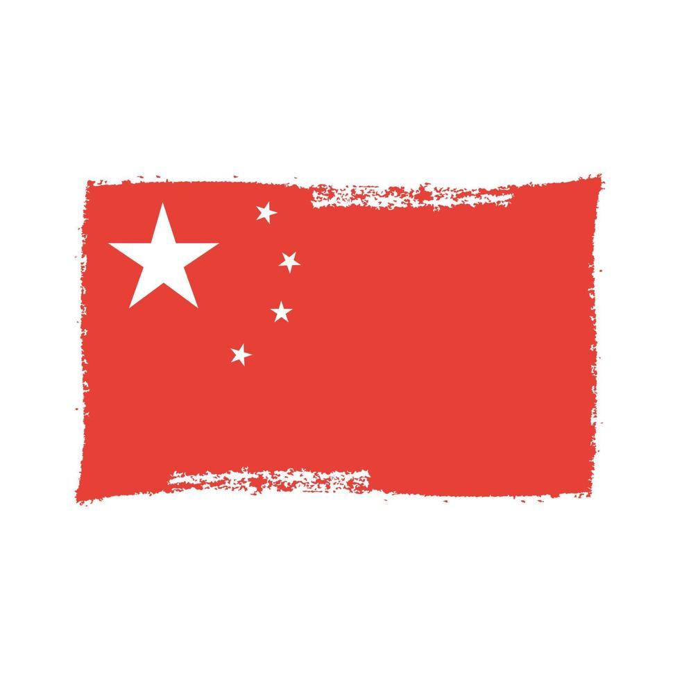 China Flag With Watercolor Painted Brush vector