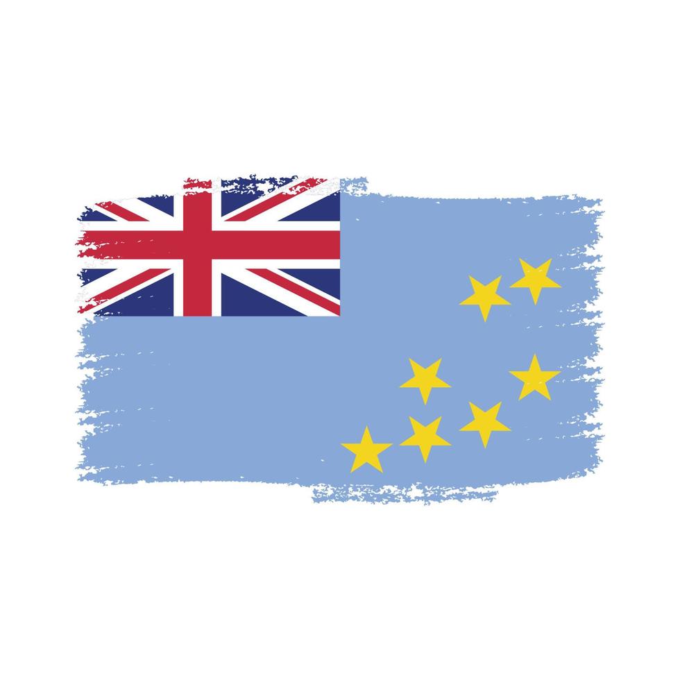 Tuvalu Flag With Watercolor Painted Brush vector