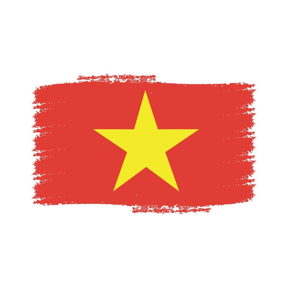 Vietnam Flag With Watercolor Painted Brush vector