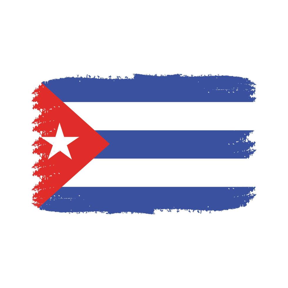 bandera de cuba con pincel pintado a acuarela vector