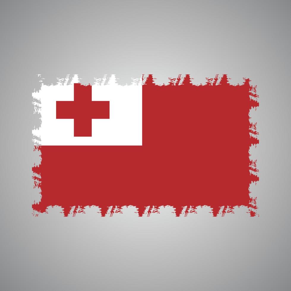 bandera de tonga con pincel pintado de acuarela vector