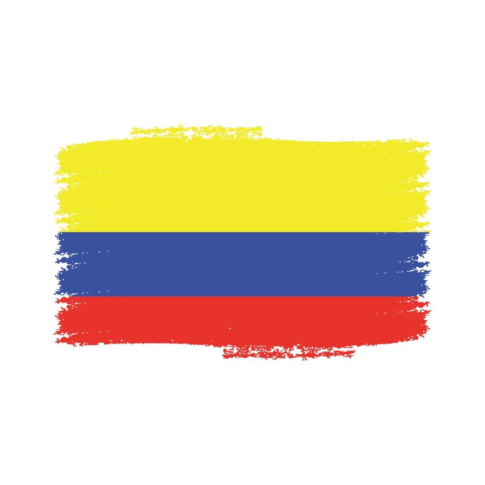 bandera de colombia con pincel pintado a acuarela vector