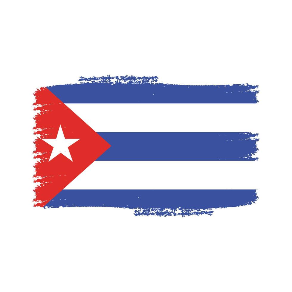 Cuba Flag With Watercolor Painted Brush vector