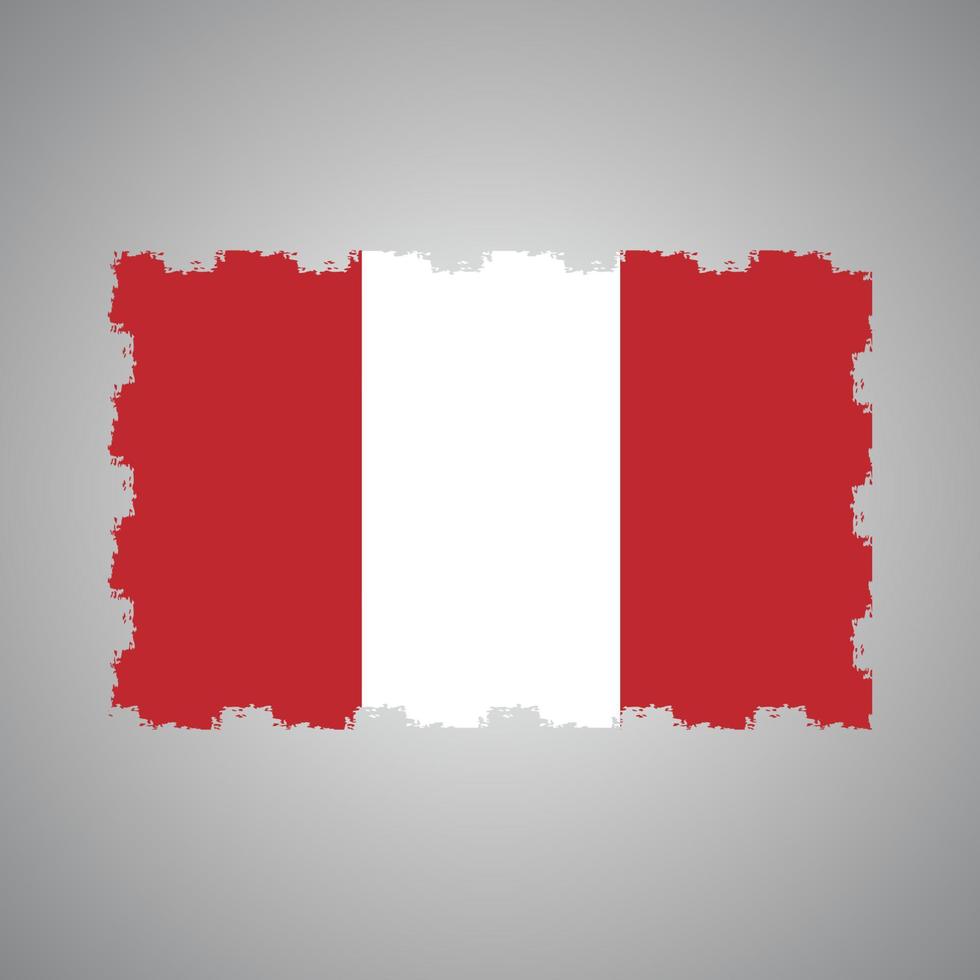 Peru Flag With Watercolor Painted Brush vector