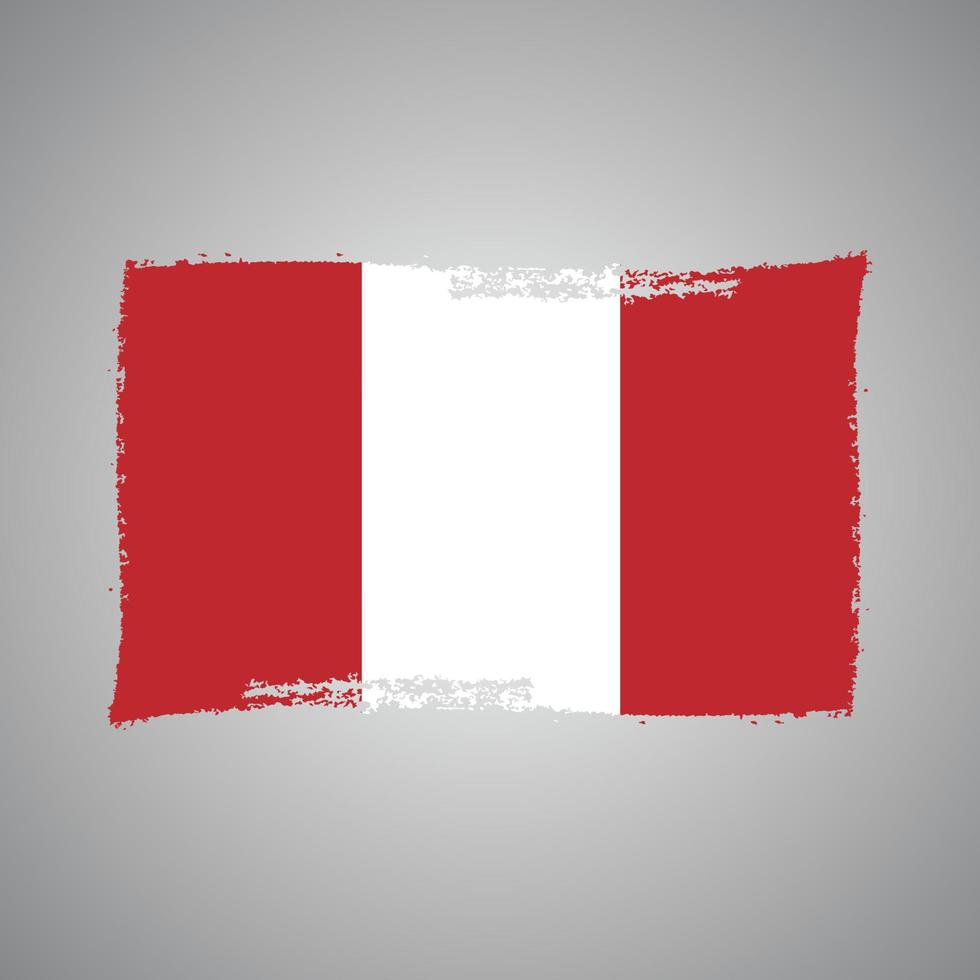 bandera de peru con pincel pintado a acuarela vector