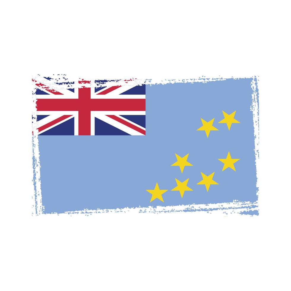 bandera de tuvalu con pincel pintado de acuarela vector