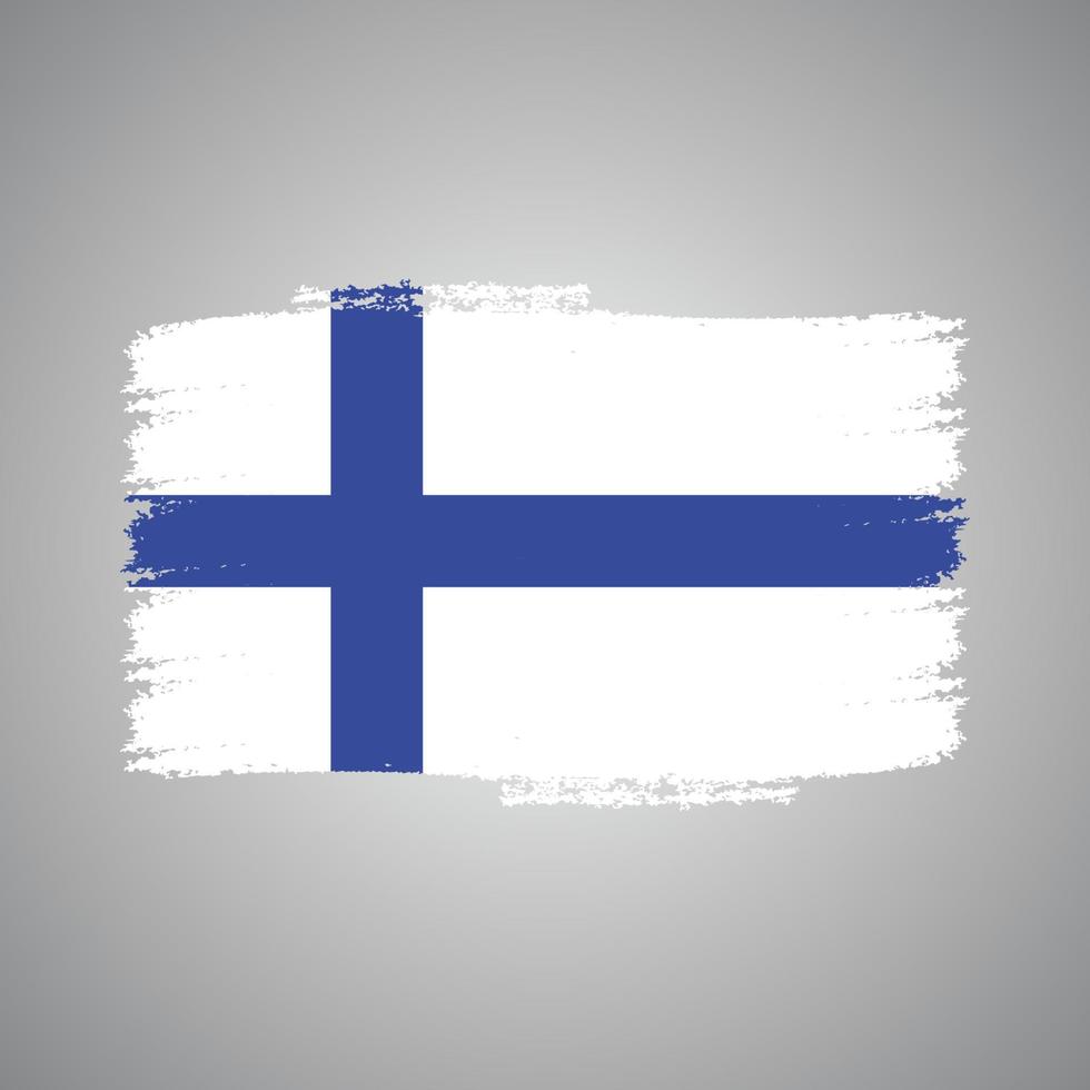 Finland Flag With Watercolor Painted Brush vector