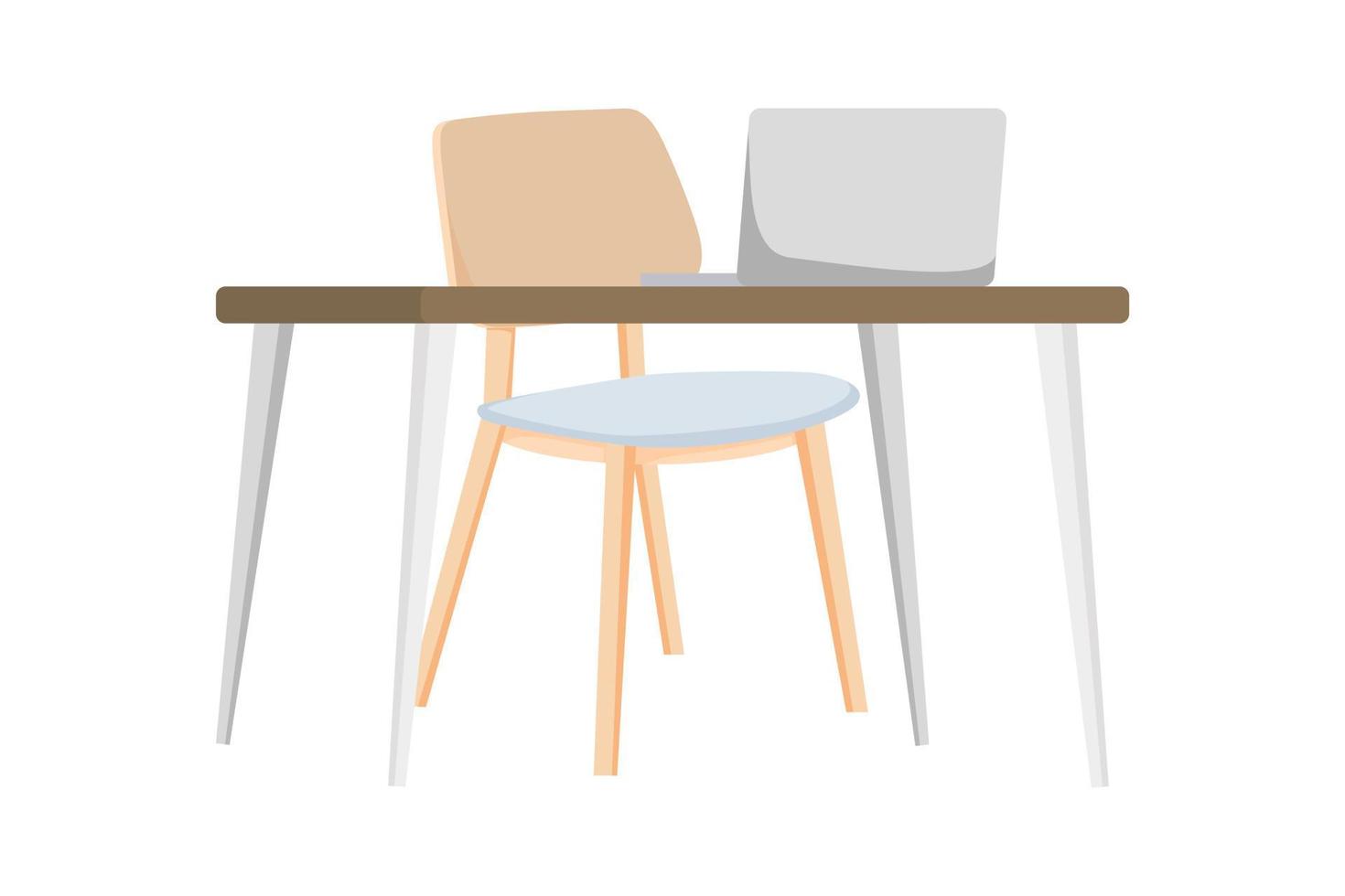 hermoso escritorio moderno para la oficina en casa con mesa de silla aislada vector