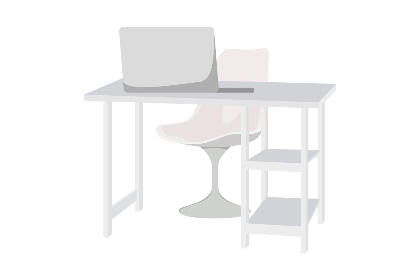 Hermoso escritorio moderno lindo con mesa de silla para casa y oficina aislado con color blanco vector