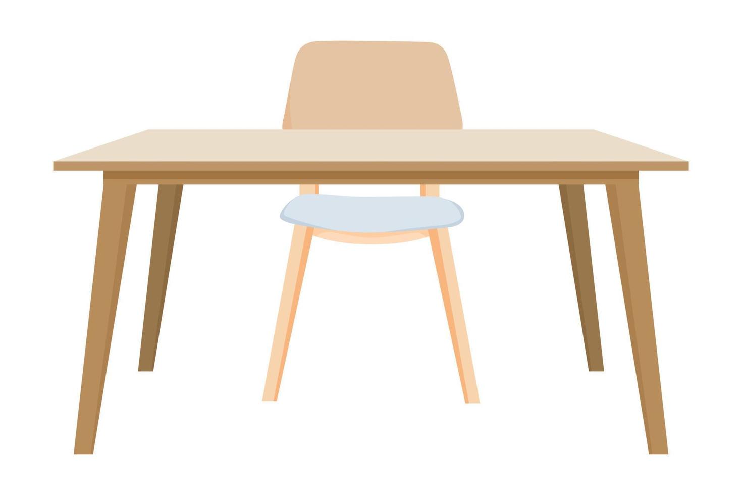 Desk with modern beautiful wooden chair and table with beautiful design with 3d view vector