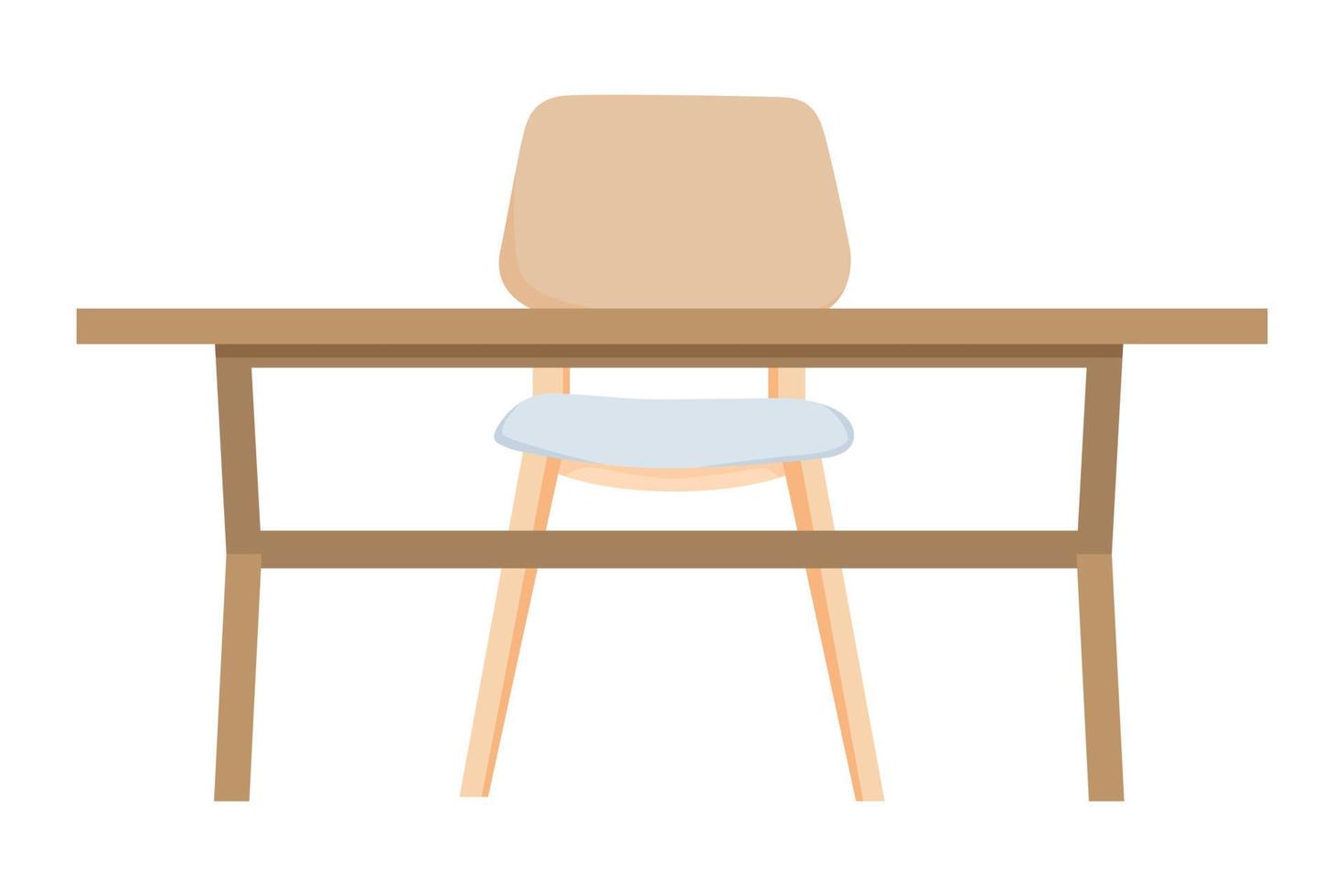 Desk with modern wooden chair and table with beautiful design vector