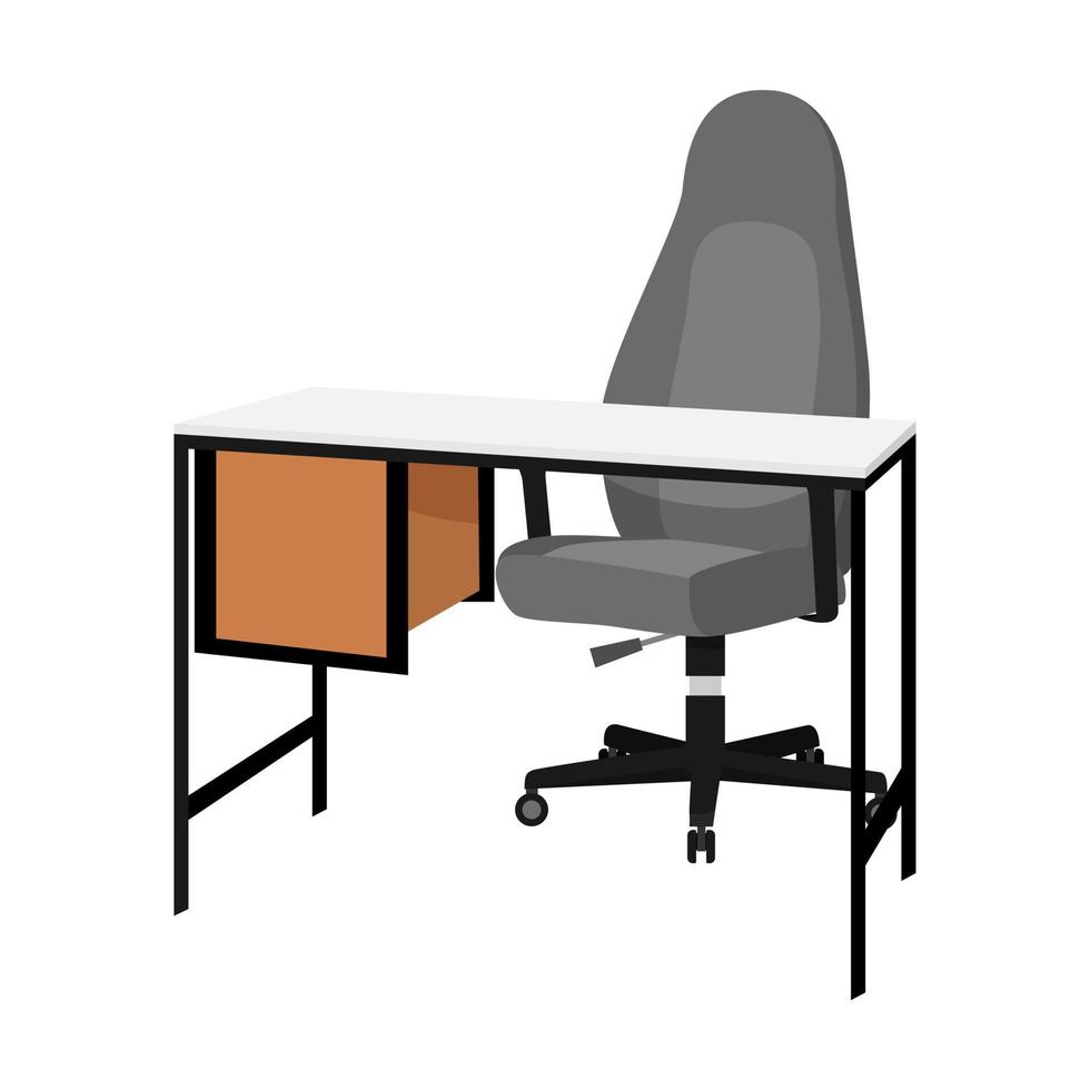 Modern empty desk for home office freelancer with chair table drawer vector