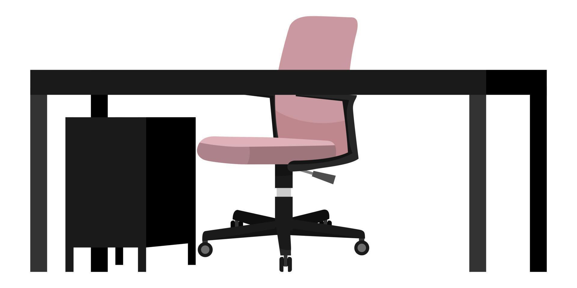 Escritorio con silla moderna mesa armario cajón aislado sobre fondo blanco. vector