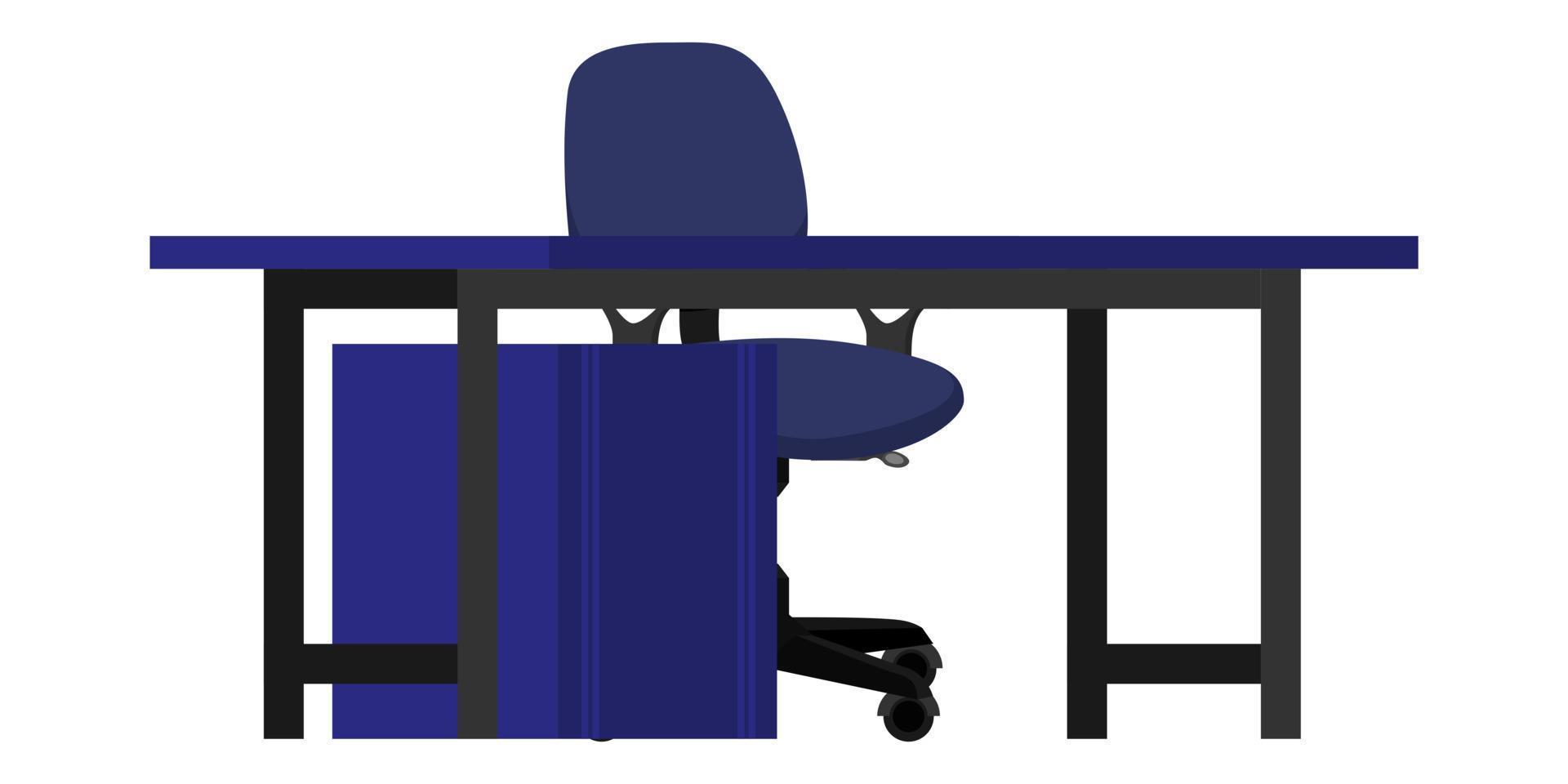 Escritorio con silla moderna mesa armario cajón aislado vector
