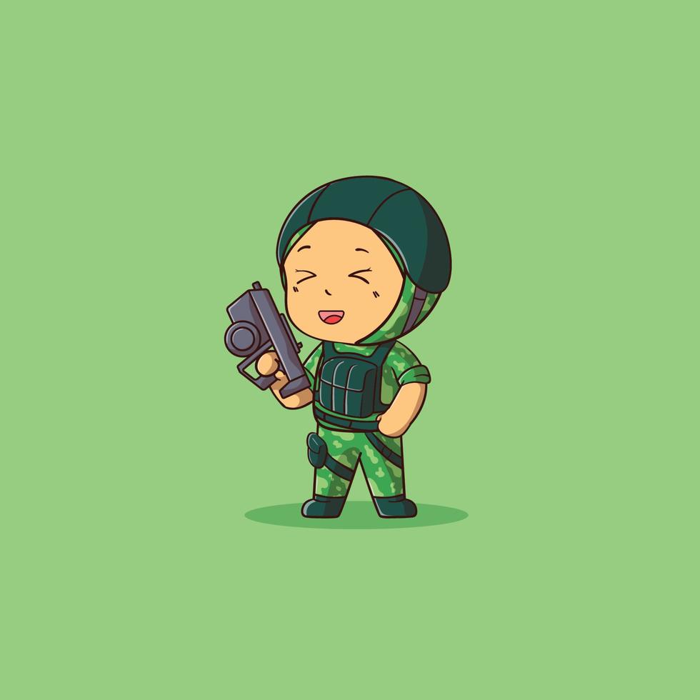 funny illustration of Muslim female soldiers laughing Icon Concept Isolated Premium Vector