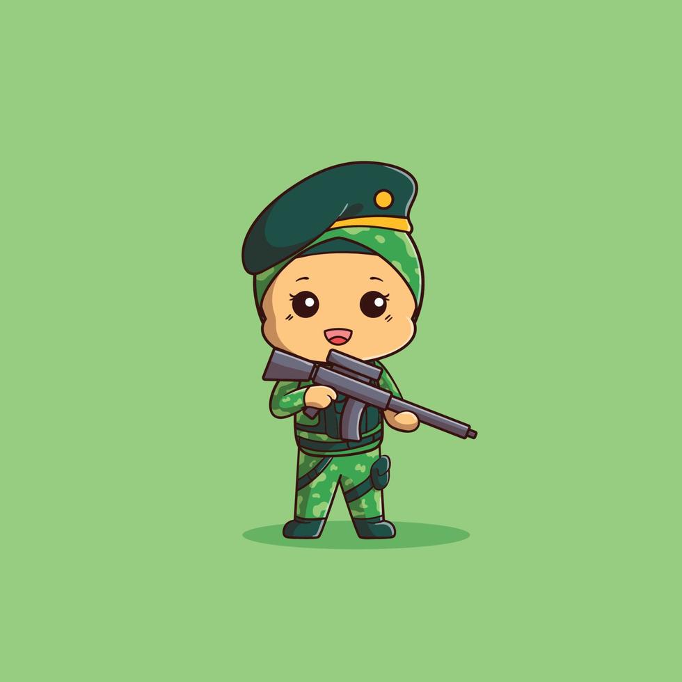 linda ilustración de mujeres soldados musulmanes listas para servir en uniforme completo vector