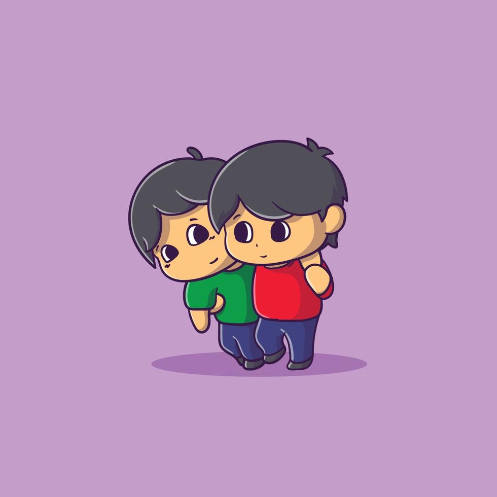 cute illustration someone helping someone else to walk flat cartoon style Premium Vector