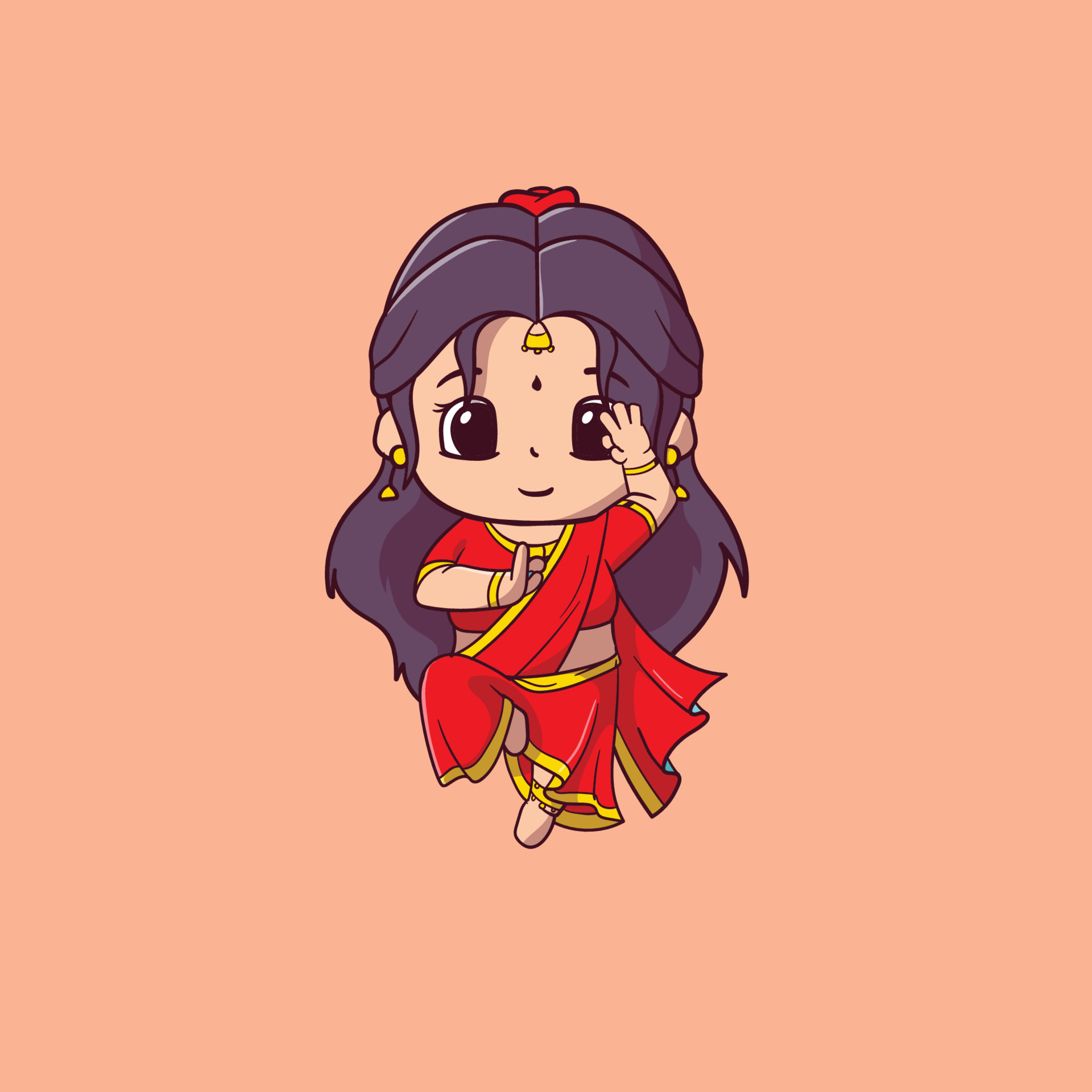 Cute female Indian people using red costume flat cartoon style Premium  Vector 4238611 Vector Art at Vecteezy