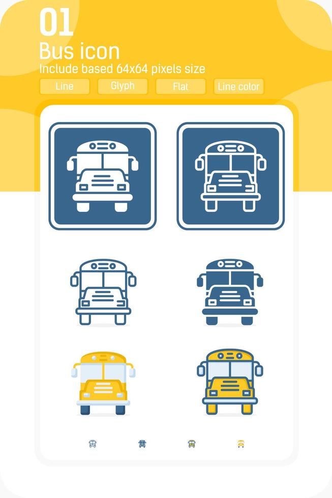 Bus sign premium icon with multiple style isolated on white background. Vector illustration concept design template for web design and mobile app, transport, UI, UX and all project. EPS file