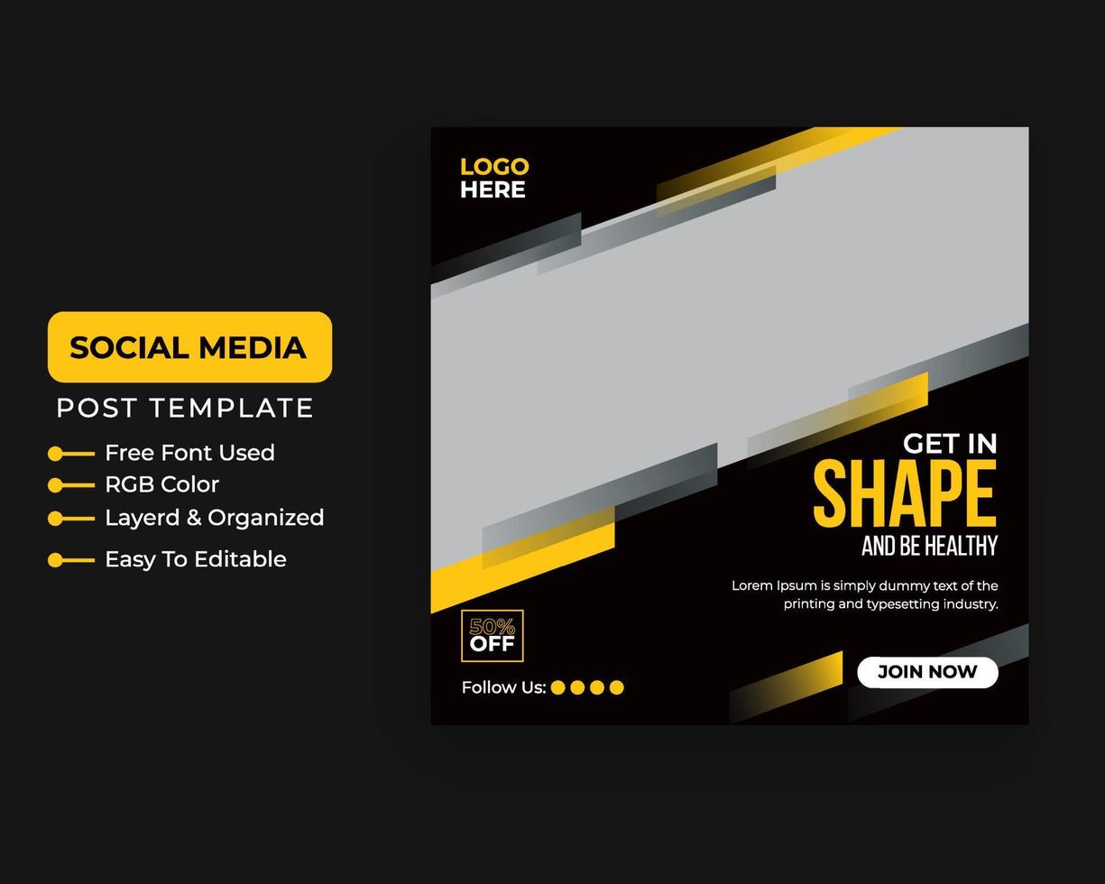 Fitness gym flyer social media post and web banner template Pro download vector