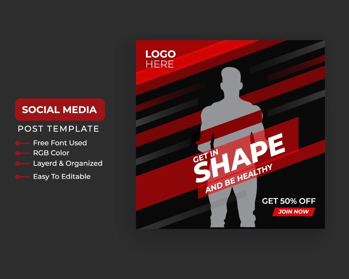 Fitness gym flyer social media post and web banner template Free download vector