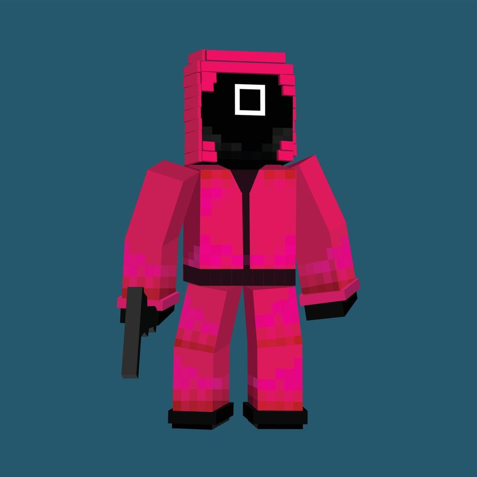 personaje del juego de calamar de minecraft - vector