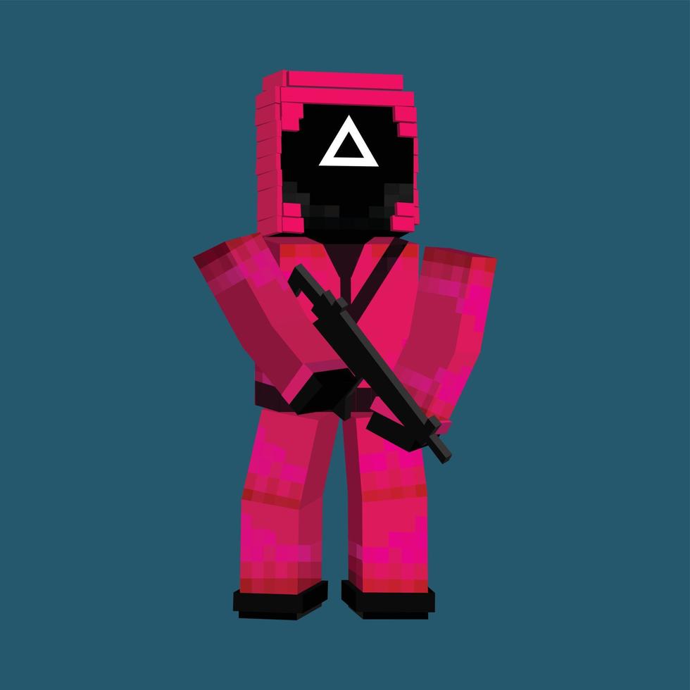 personaje del juego de calamar de minecraft - vector