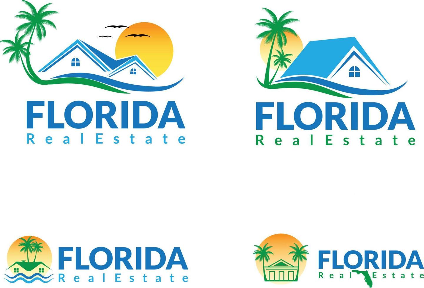 diseño de logotipo de bienes raíces para bienes raíces de estilo florida vector