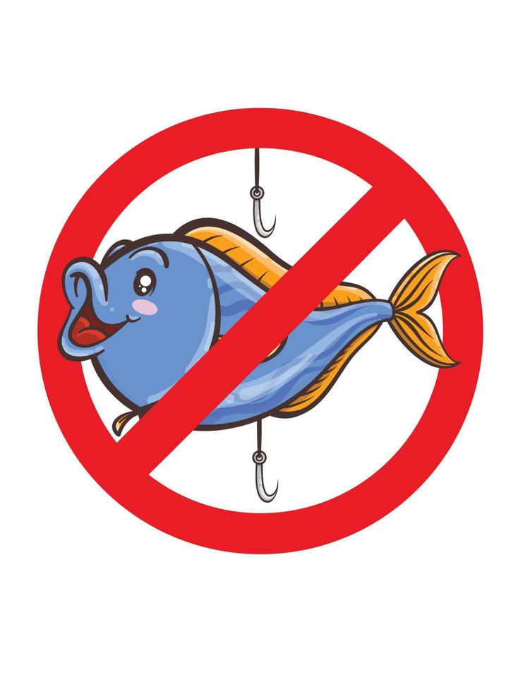 no hay señales de pesca, estilo de dibujos animados vector