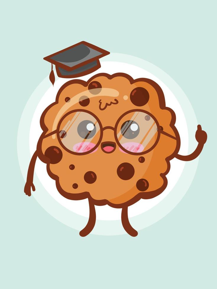 lindo concepto académico de galletas choco chips. dibujos animados vector