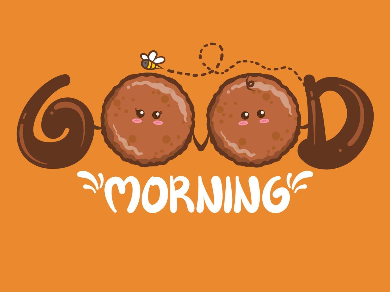 Cute couple grilled ham good morning concept. cartoon character and illustration vector