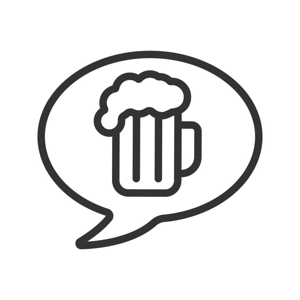 Beer order linear icon. Cheers. Thin line illustration. Chat box with beer glass inside. Contour symbol. Vector isolated outline drawing