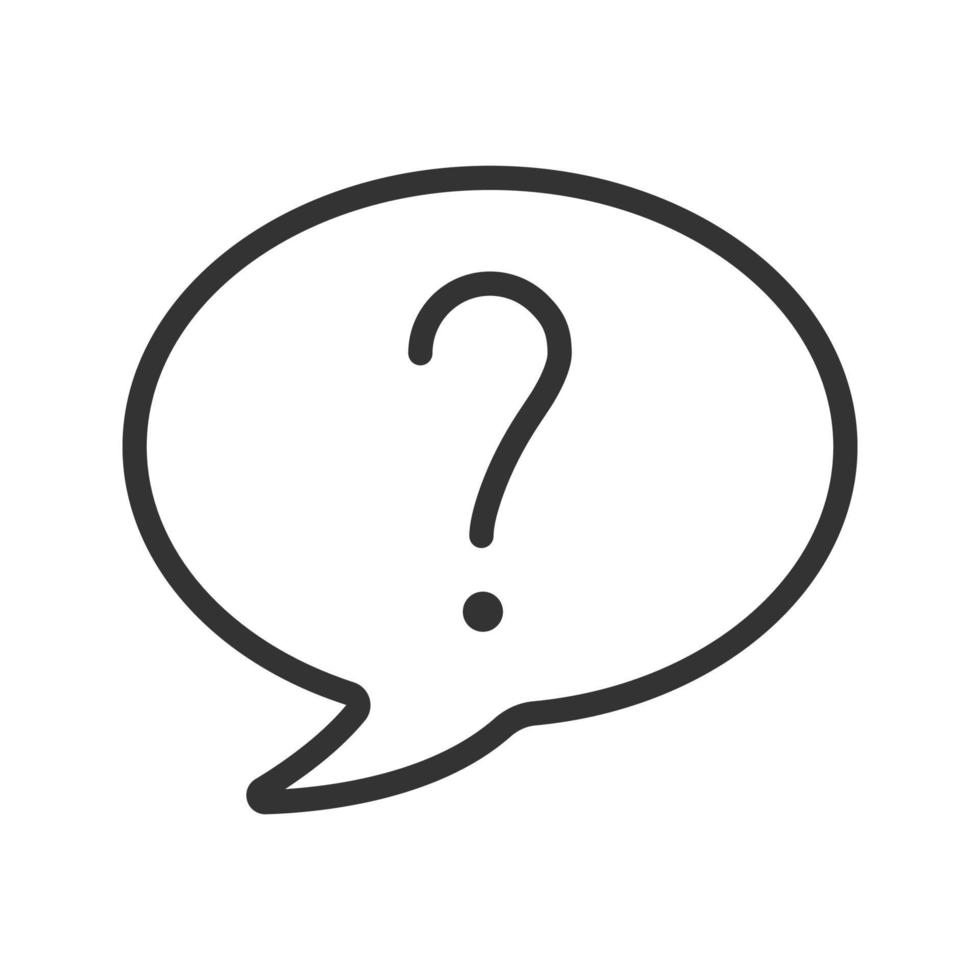 Question linear icon. Thin line illustration. Question mark inside chat bubble contour symbol. Vector isolated outline drawing