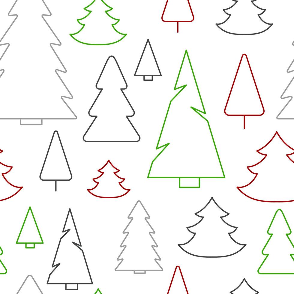 patrón sin fisuras de simples árboles de Navidad. fondo de invierno sin fin. ilustración vectorial. árboles de navidad multicolores sobre un fondo blanco. vector