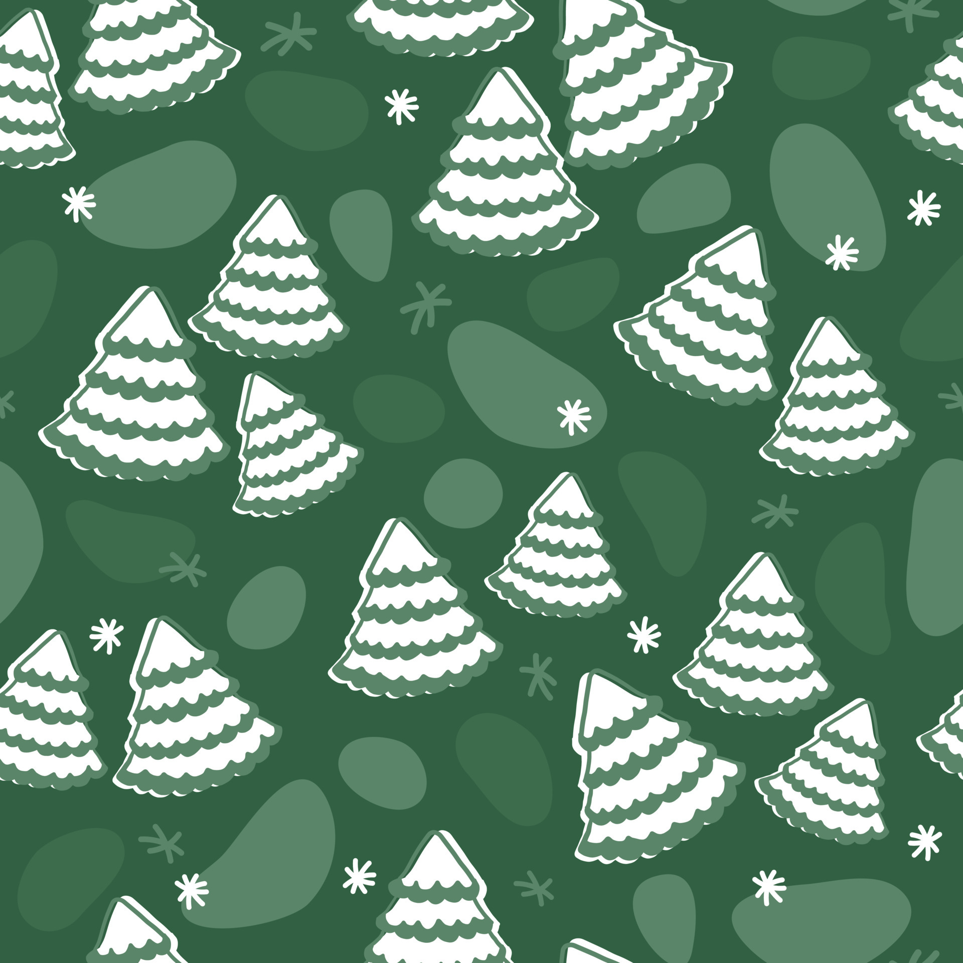 seamless green christmas pattern background with hand draw layer pine