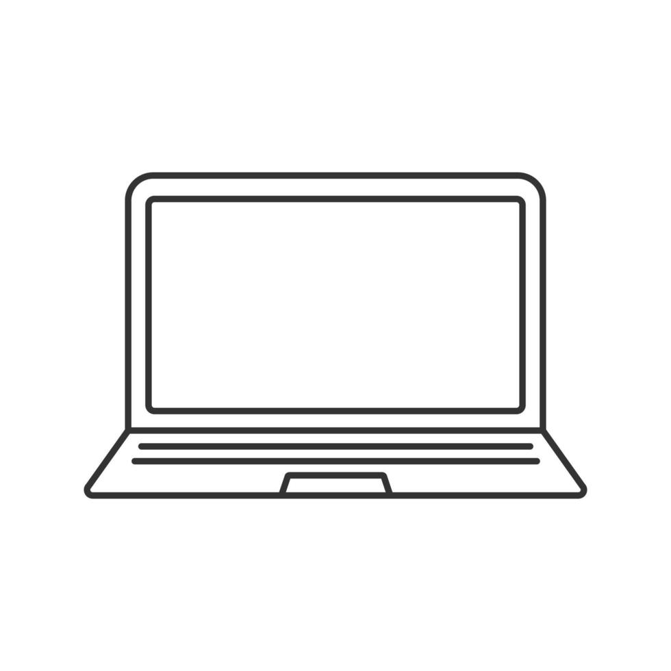 Laptop linear icon. Thin line illustration. Notebook contour symbol. Vector isolated outline drawing