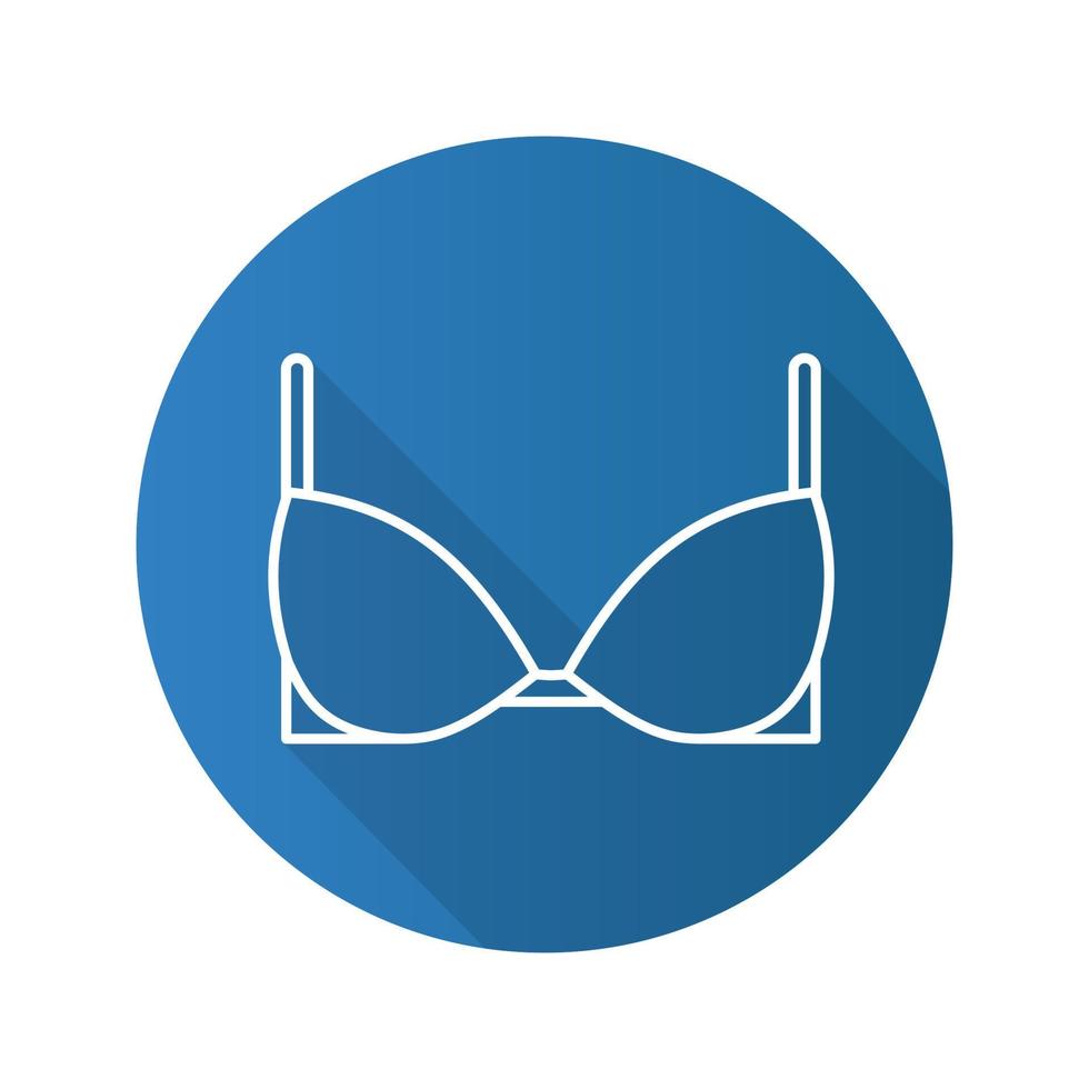 Bra flat linear long shadow icon. Brassiere. Vector outline symbol