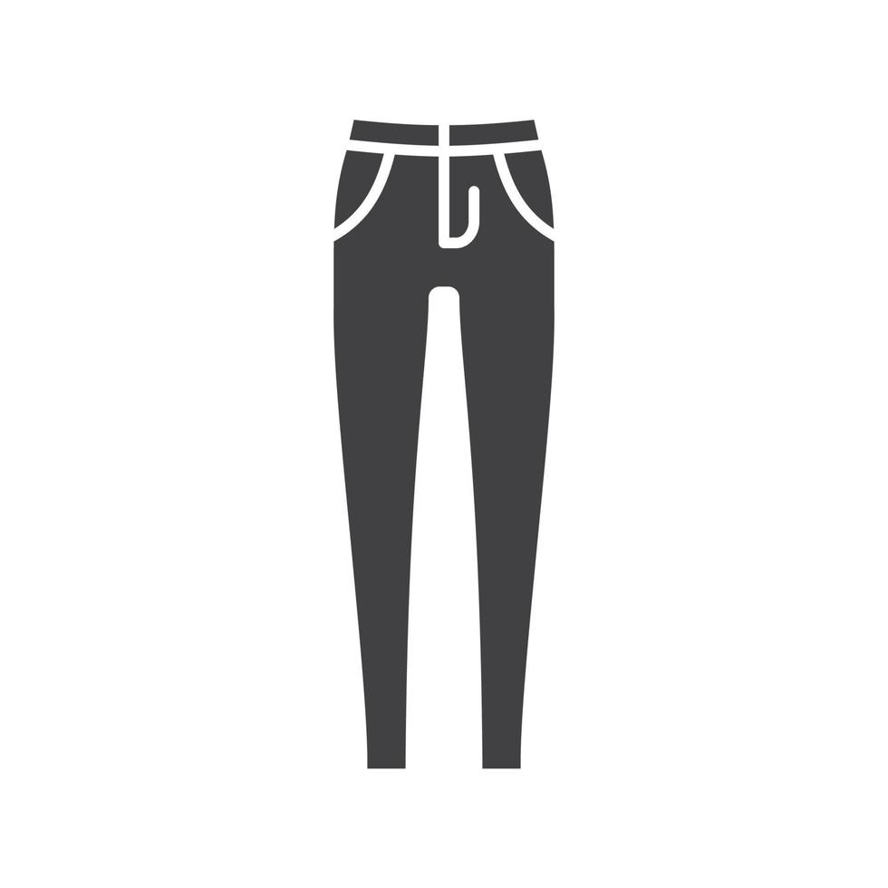 Women's skinny jeans glyph icon. Silhouette symbol. Negative space. Vector isolated illustration