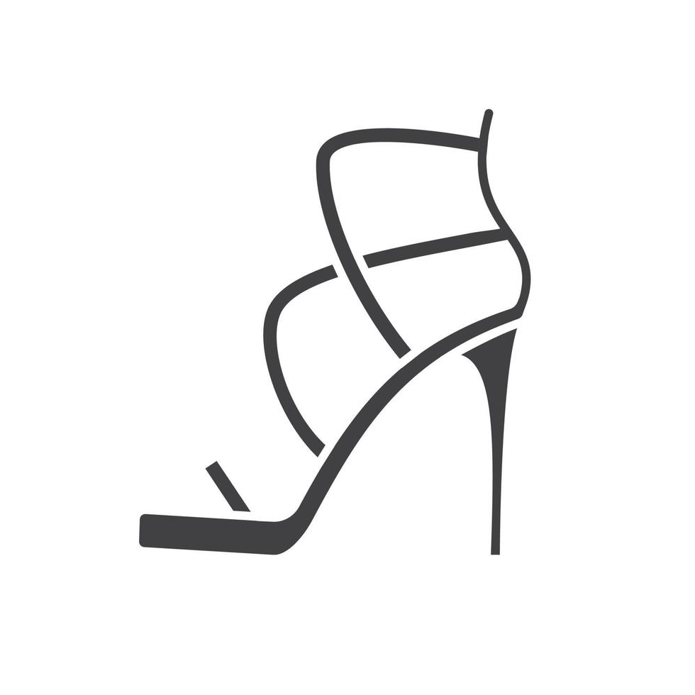 High heel shoe glyph icon. Silhouette symbol. Negative space. Vector isolated illustration