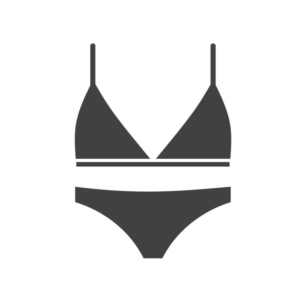 Women's underwear glyph icon. Silhouette symbol. Bra and panties. Negative space. Vector isolated illustration