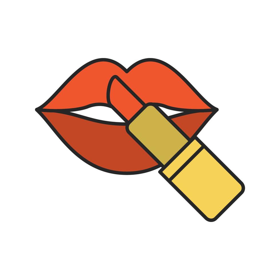 Lipstick with woman's lips color icon. Isolated vector illustration