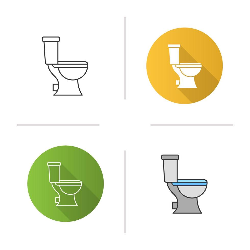 Lavatory pan icon. Flat design, linear and color styles. Toilet. Isolated vector illustrations