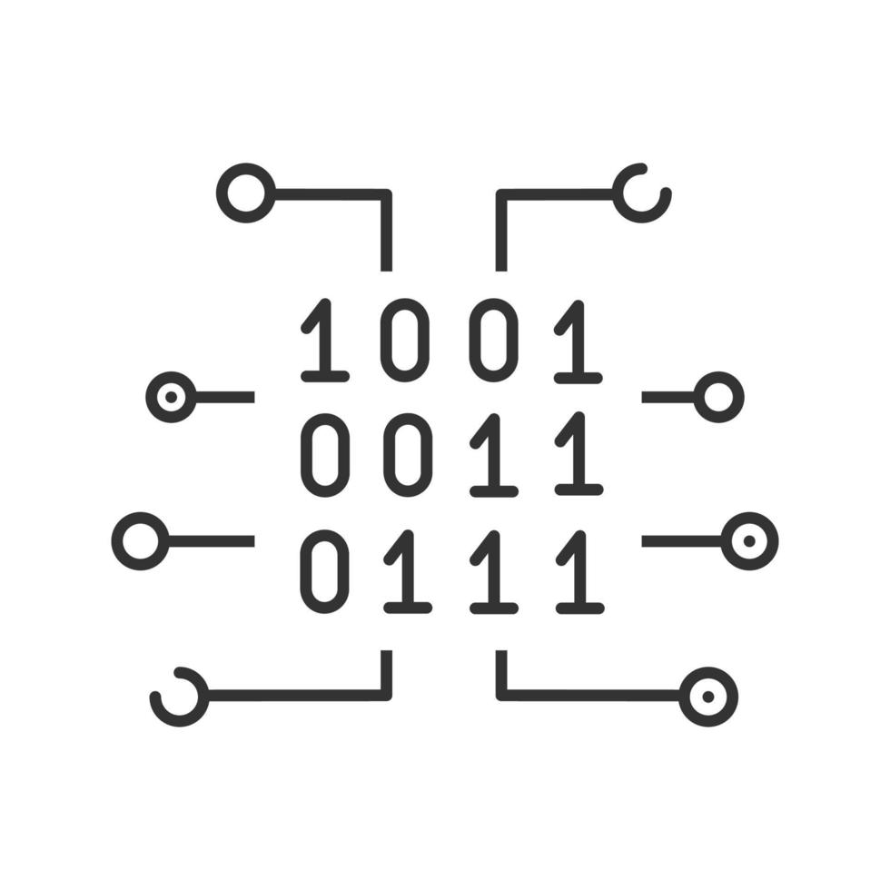 Binary code linear icon. Thin line illustration. Digital data. Computing. Contour symbol. Vector isolated outline drawing