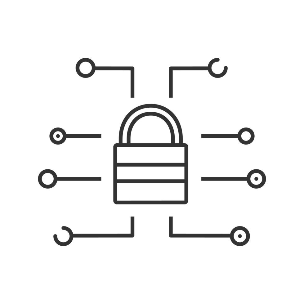 Cyber security linear icon. Thin line illustration. Password. Closed padlock. Contour symbol. Vector isolated outline drawing