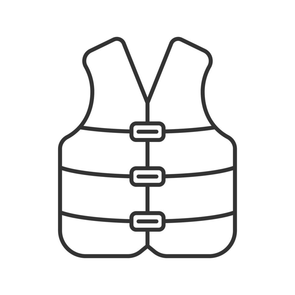 Life jacket linear icon. Boating life vest. Contour symbol. Vector isolated outline drawing